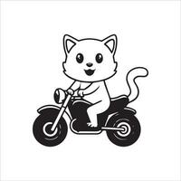 dier schets voor schattig kat Aan een motorfiets vector