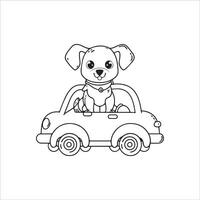 dier schets voor schattig hond Aan een auto vector