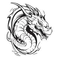 draak hoofd mystiek schetsen getrokken in tekening stijl logo vector illustratie