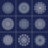 reeks van mandala decoratief en sier- ontwerpen voor kleur bladzijde groet kaart tatoeëren vector