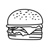 Hamburger tekening. hamburger tekening. hand- getrokken van hamburger. tekening van Hamburger. snel voedsel tekening element. vector