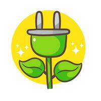 groen hernieuwbaar plug blad icoon vector. eco vriendelijk opladen en schoon energie. vector