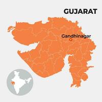 gujarat locator kaart tonen wijk en haar hoofdstad vector