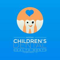 nationaal kinderen s tandheelkundig Gezondheid maand . dat ,s dag bewustzijn beschermen tanden en bevorderen mooi zo Gezondheid, het voorkomen van tandheelkundig cariës in kinderen. vector illustratie. banier, poster, kaart