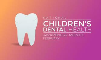 nationaal kinderen s tandheelkundig Gezondheid maand . dat ,s dag bewustzijn beschermen tanden en bevorderen mooi zo Gezondheid, het voorkomen van tandheelkundig cariës in kinderen. vector illustratie. banier, poster, kaart