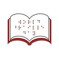 boek met stippel lijnen icoon. leerzaam literatuur en lezing thema. geïsoleerd ontwerp. vector illustratie. boeken met braille schrijven voor de Blind