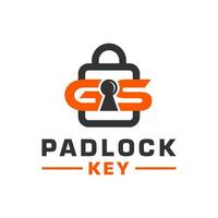 logo illustratie van een sleutel hangslot met de brief gs vector