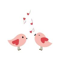 schattig paar vogel vlak vector illustratie geïsoleerd Aan wit achtergrond. element voor Valentijnsdag dag concept. doodles klem kunst in tekenfilm stijl. gelukkig Valentijnsdag dag.