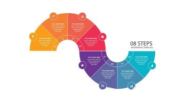 werkwijze workflow diagram, routekaart infographic sjabloon met 8 stappen vector