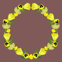 lauwerkrans, kader van geel bloemen Aan een bruin achtergrond vector