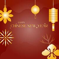 Chinese nieuw jaar ontwerp set. Chinese papier lantaarn en goud lamp geïsoleerd pictogrammen van Aziatisch maan. vector