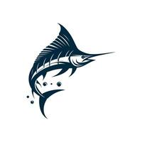 vector icoon illustratie aftekenen blauw marlijn visvangst logo