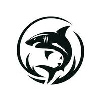 silhouet van een tekenfilm haai logo mascotte icoon vector illustratie