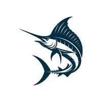 schoon en minimaal vector illustratie van aftekenen blauw marlijn visvangst logo