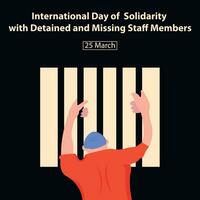 illustratie vector grafisch van een Mens houdt gevangenis bars, perfect voor Internationale dag, solidariteit met opgesloten, missend personeel, leden, vieren, groet kaart, enz.