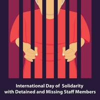 illustratie vector grafisch van een persoon Holding ijzer bars van binnen de gevangenis, perfect voor Internationale dag, solidariteit met opgesloten, missend personeel, leden, vieren, groet kaart, enz.