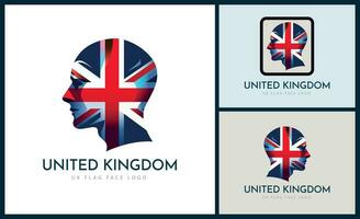 Verenigde koninkrijk uk Engeland Brittannië vlag hoofd gezicht logo sjabloon ontwerp voor merk of bedrijf vector