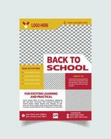 kinderen terug naar school- folder en uniek ontwerp school- poster toelating brochure vector het dossier