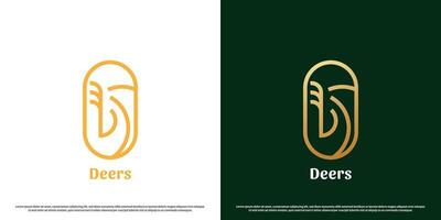 hert kader logo ontwerp illustratie. dier hoofd silhouet hert Woud berg dierentuin rendier gewei jager club. gemakkelijk minimalistische helling icoon symbool luxe elegant aantrekkingskracht herladisch kunst stempel. vector