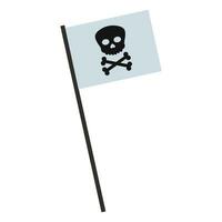 vector piraat zwart vlag met schedel en gekruiste beenderen hand- getrokken tekenfilm Aan wit achtergrond