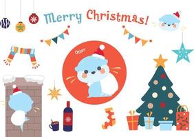 kerst santa otter vectorillustratie vector