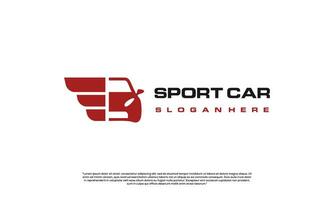racing auto logo, auto combineren met vleugel illustratie vector