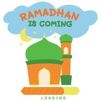 vector van tekenfilm moskee Ramadan is komt eraan illustratie