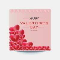 gelukkig valentijnsdag dag banier, achtergrond en sociaal post kaart met romantisch Valentijn decoraties bundel vector