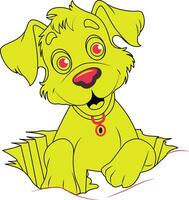 een tekenfilm hond met een rood neus- en geel ogen vector