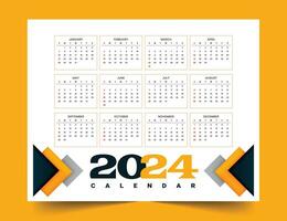 2024 maandelijks kalender sjabloon voor kantoor bureau of muur vector