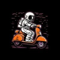 astronaut rijden scooter illustratie vector