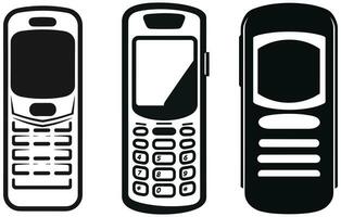 oud cel telefoon silhouet, mobiel solide icoon, wijnoogst cel telefoon silhouet, vector