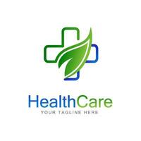 medisch logo Gezondheid zorg medisch blad biologisch groen voeding bladeren vector