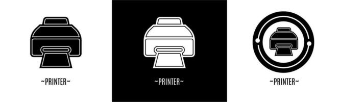 printer logo set. verzameling van zwart en wit logo's. voorraad vector. vector