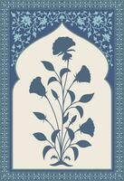 traditioneel Indisch bloem motief. mughal hand- getrokken, mughal muur schilderijen. wijnoogst Indisch volk bloem. botanisch bloemen etnisch motief. traditioneel oosters bloem motief ontwerp. vector