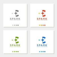 vonk logo brief c ster vuurwerk sprankelend logo grafisch vector icoon