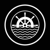 schip stuurinrichting wiel logo sjabloon vector