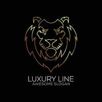 leeuw hoofd logo ontwerp luxe lijn vector