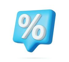 3d symbool percentage icoon bericht bubbel vector