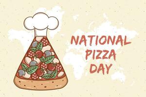nationaal pizza dag concept vakantie. poster met Italiaans snel voedsel pizza. vector illustratie.