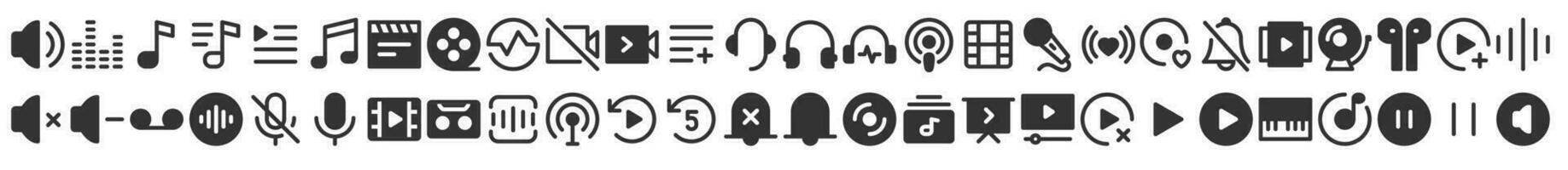 geluid en muziek- reeks pictogrammen vector