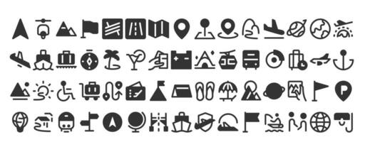 reizen pictogrammen set. toerisme gemakkelijk icoon verzameling. vector