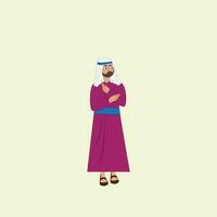 sjeik in Arabisch jurk staat met armen gekruiste vector