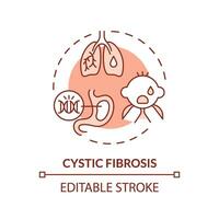 2d bewerkbare dun lijn icoon cystic fibrose concept, geïsoleerd monochromatisch vector, rood illustratie vertegenwoordigen ouderschap kinderen met Gezondheid problemen. vector