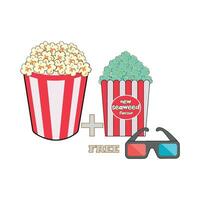 popcorn met bril 3d illustratie vector