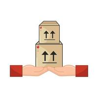 doos levering in hand- illustratie vector