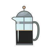 Frans druk op ketel. gevulde koffie pot schets icoon, lineair kleurrijk pictogram geïsoleerd Aan wit. alternatief brouwen methoden. symbool, logo illustratie. vector illustratie.