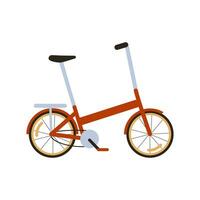 vector vlak rood modern gevouwen stad fiets geïsoleerd Aan wit. ecologisch vervoer kant visie. woon-werkverkeer door compact portable elektrisch lichtgewicht vouwen omhoog fiets. eco vriendelijk vervoer.