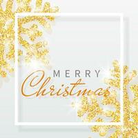 Kerstmis achtergrond met schijnend zilver sneeuwvlokken en wit kader. vrolijk Kerstmis en gelukkig nieuw jaar kaart. vector illustratie