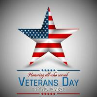 veteranen dag van Verenigde Staten van Amerika met ster in nationaal vlag kleuren Amerikaans vlag. eerbiedigen allemaal wie geserveerd. vector illustratie